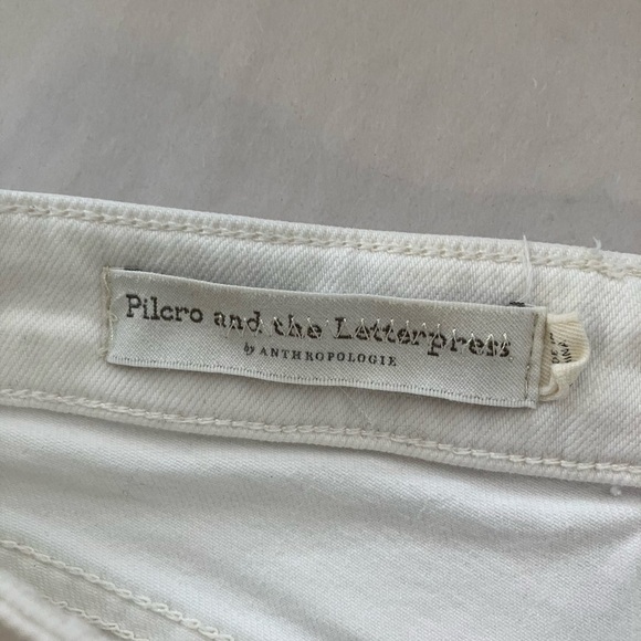 Anthropologie Pilcro The High Rise Flare Jeans Sz 24 White Lace Hem Casual - Picture 4 of 9